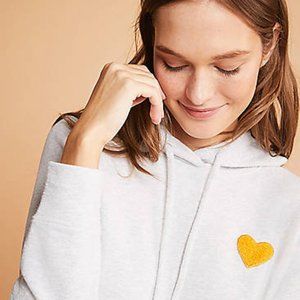 Lou & Grey Gray Hoodie with Yellow Heart S 🌱
